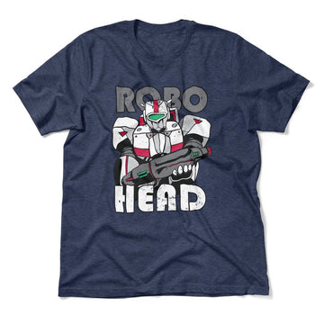 Robo Head Men/Unisex T-Shirt in Heather Navy color